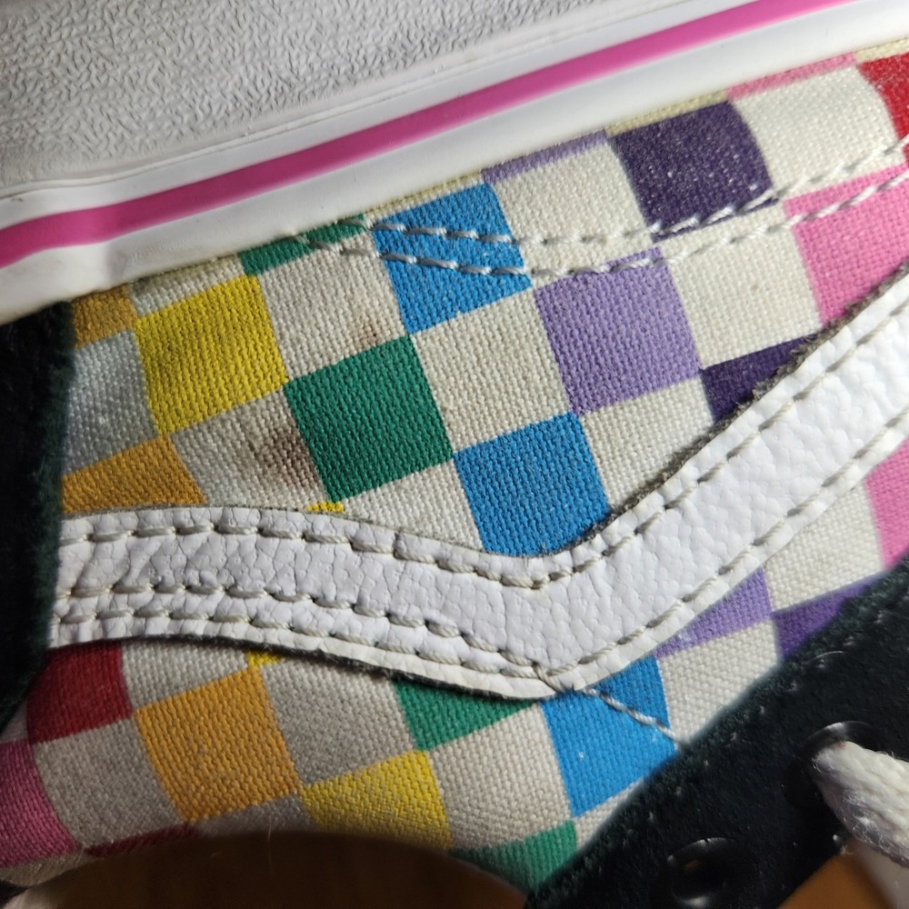 VANS Shoes Old Skool Checkerboard Sneakers Multicolor Canvas Lace Up Size 3 Kids - Picture 7 of 10